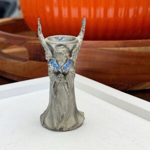 Comstock Pewter Angel Wing Candle Holder or Sphere Stand Figurine 1992 Vintage